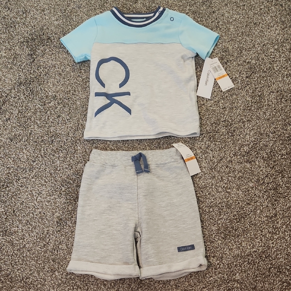 New Calvin Klein Baby Blue and Gray Outfit